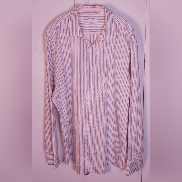 Banana Republic Men's Long-Sleeve Dress Shirt Size XL Stripes Blue White Orange - Picture 13 of 13